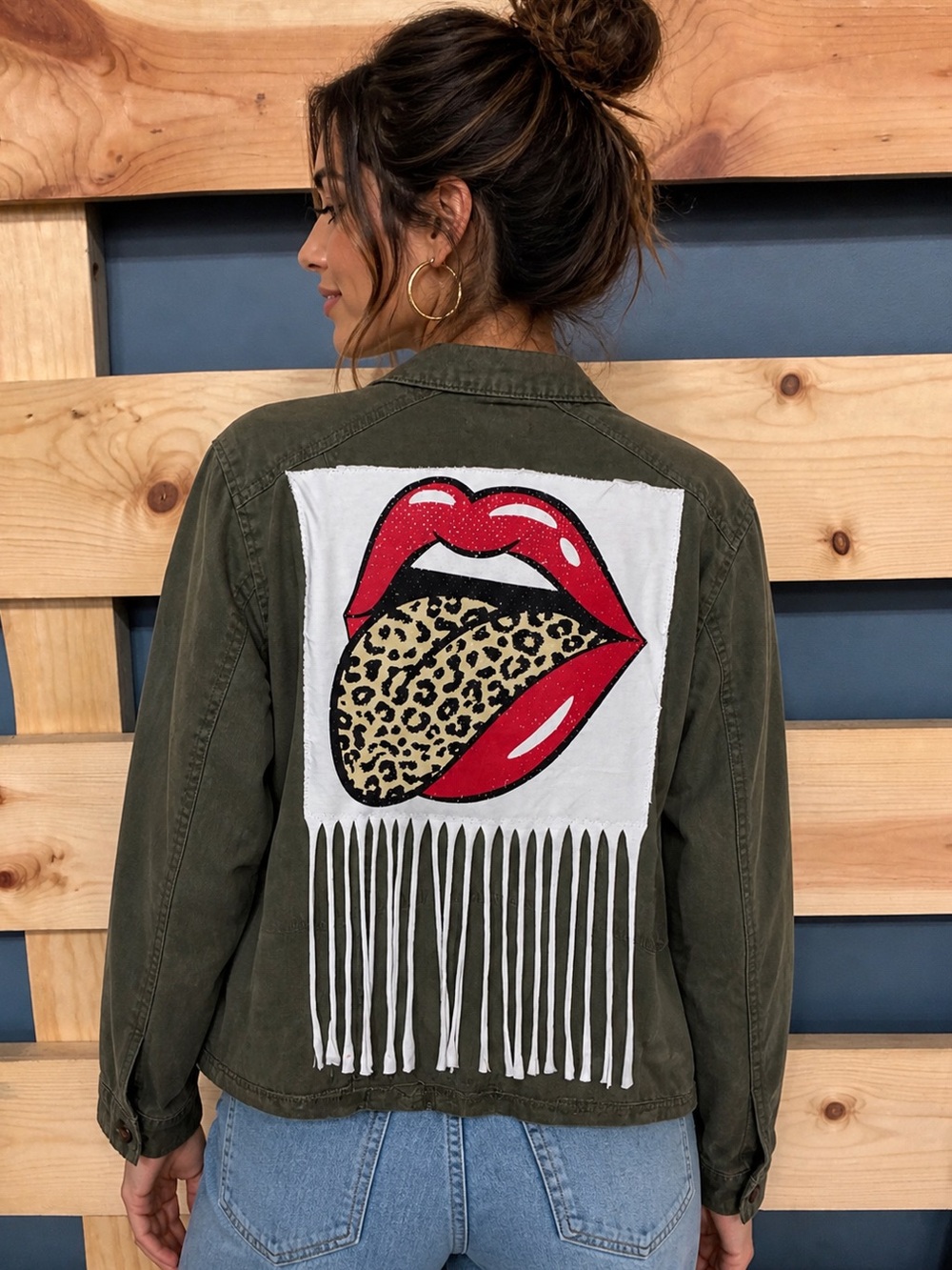 Upcycled ROLLING STONES military style jacket